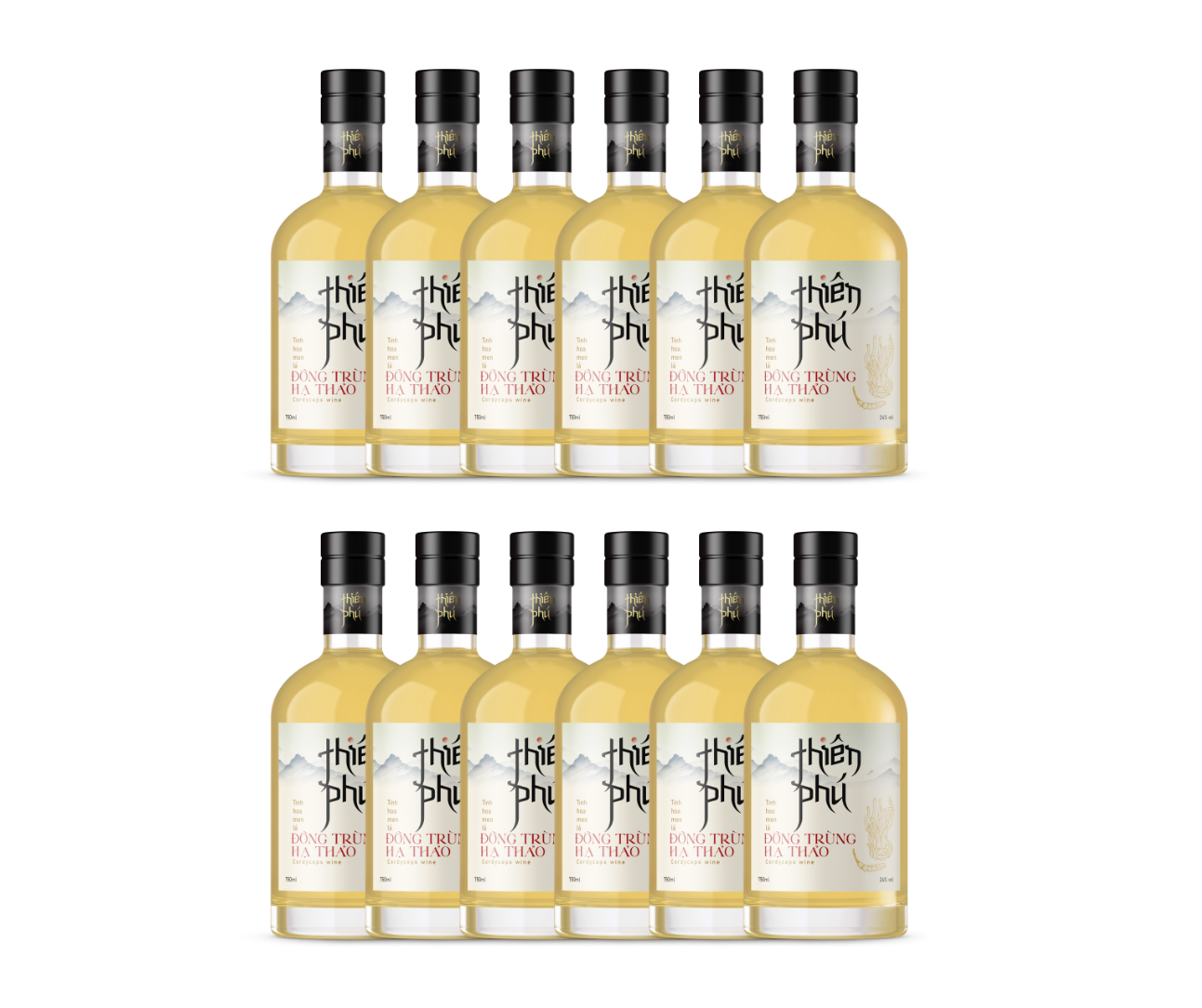 Thùng 12 chai Rượu Đông trùng hạ thảo Thiên Phú 500ml